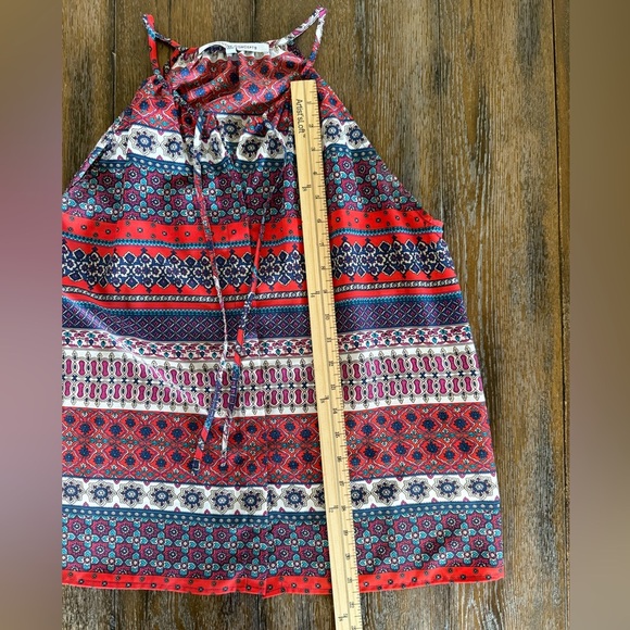 Collective Concepts Women’s Red and Blue Patterned Button Down Halter Top Size M - Picture 6 of 8